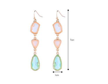 1 Pair Elegant Water Droplets Inlay Alloy Artificial Gemstones Drop Earrings