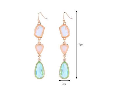 1 Pair Elegant Water Droplets Inlay Alloy Artificial Gemstones Drop Earrings