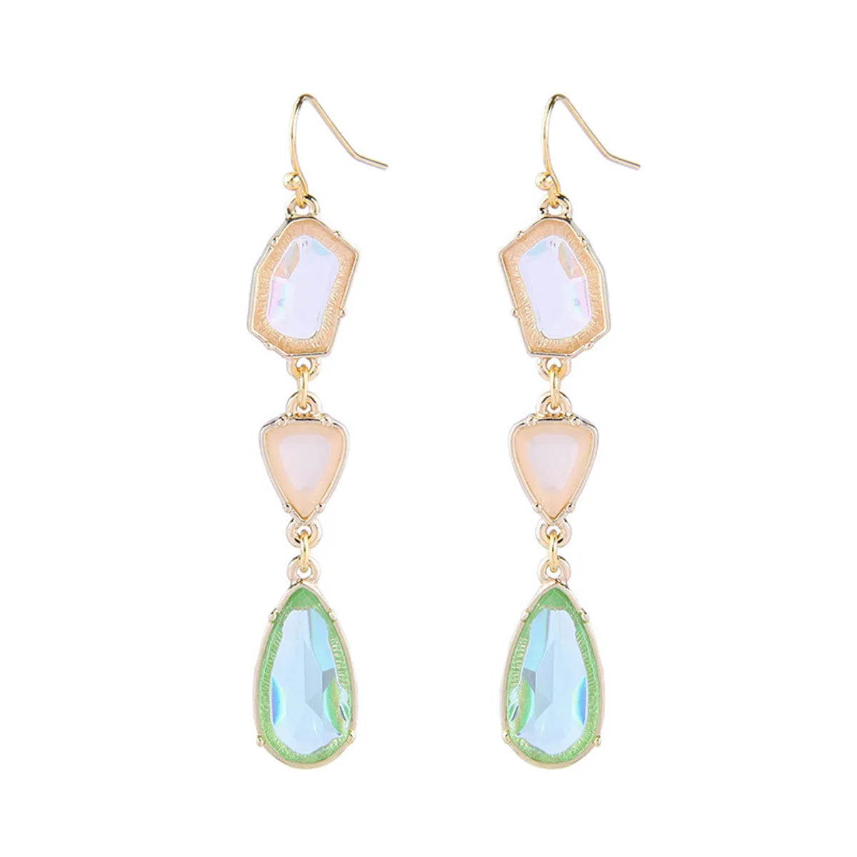 1 Pair Elegant Water Droplets Inlay Alloy Artificial Gemstones Drop Earrings