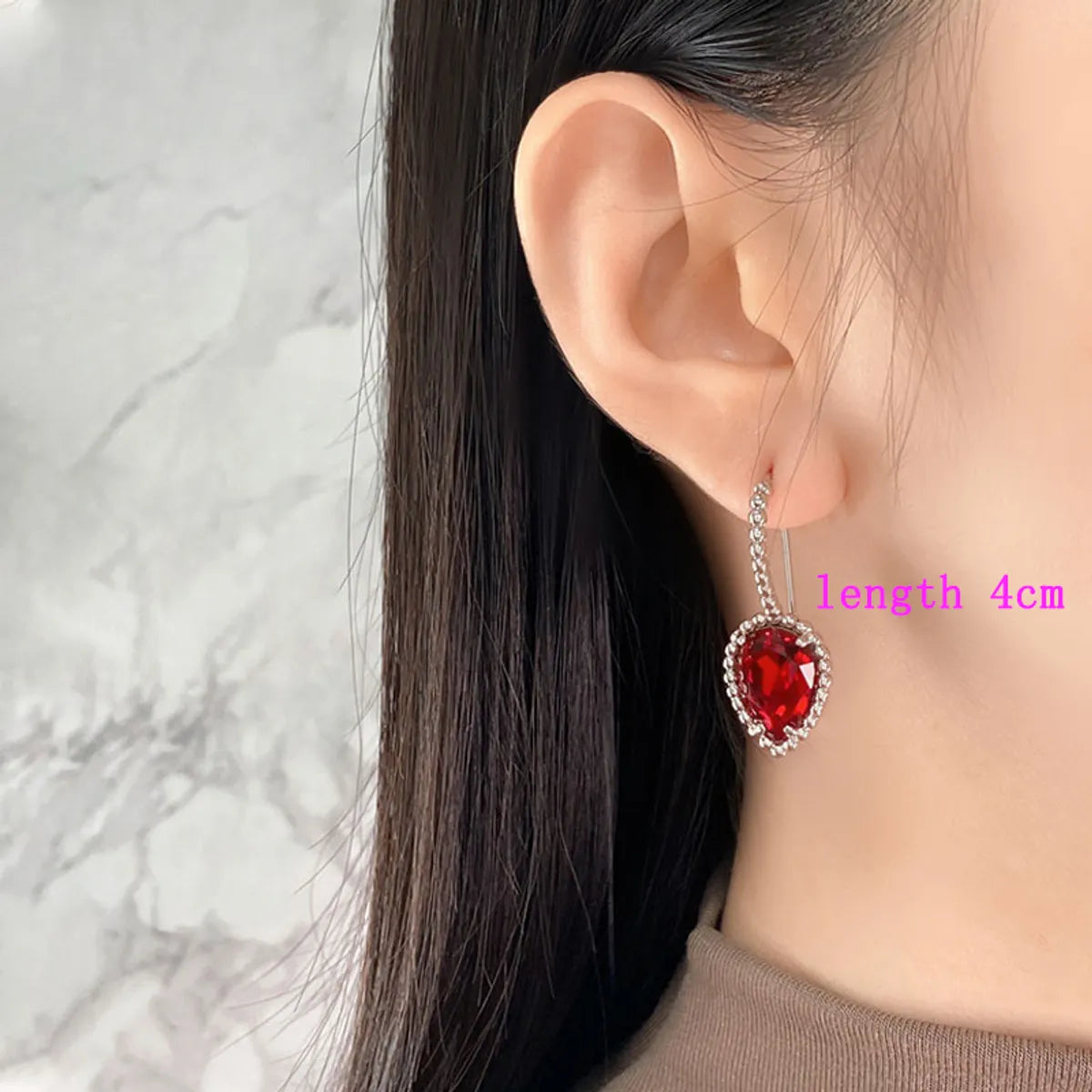 1 Pair Elegant Water Droplets Inlay Artificial Crystal Artificial Crystal 18K Gold Plated Ear Hook