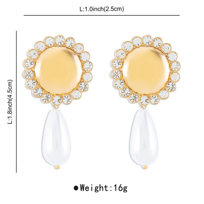 1 Pair Elegant Water Droplets Plating Inlay Alloy Artificial Pearls Rhinestones Drop Earrings