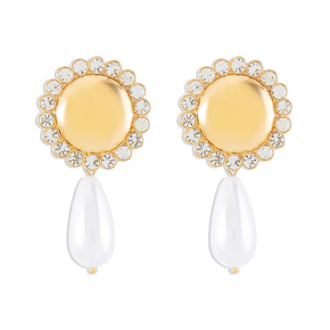 1 Pair Elegant Water Droplets Plating Inlay Alloy Artificial Pearls Rhinestones Drop Earrings