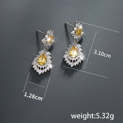 1 Pair Elegant Water Droplets Plating Inlay Copper Alloy Artificial Gemstones White Gold Plated Drop Earrings