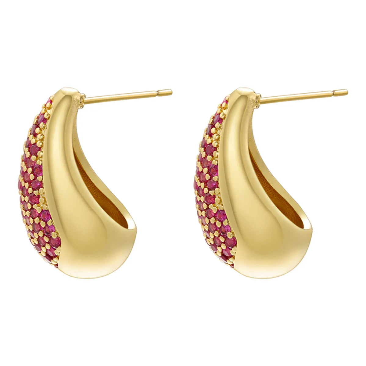 1 Pair Elegant Water Droplets Plating Inlay Copper Zircon 18k Gold Plated Ear Studs