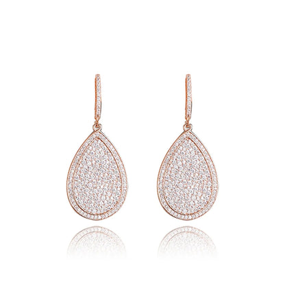 1 Pair Elegant Water Droplets Plating Inlay Copper Zircon Rose Gold Plated Drop Earrings