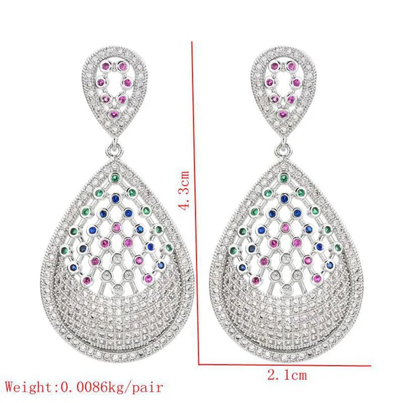 1 Pair Elegant Water Droplets Plating Inlay Copper Zircon White Gold Plated Drop Earrings