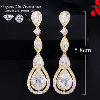 1 Pair Elegant Water Droplets Plating Inlay Copper Zircon White Gold Plated Rhodium Plated Drop Earrings