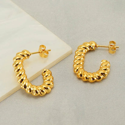 1 Pair Elegant Water Droplets Polishing Gold Plated Stainless Steel 18k Gold Plated Earrings