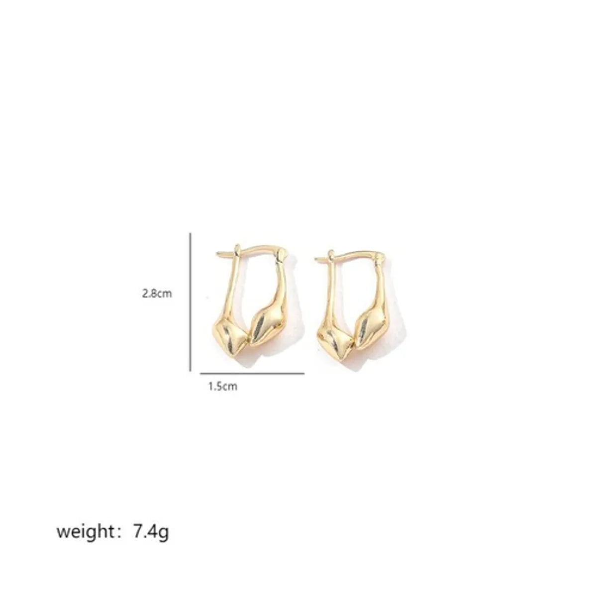 1 Pair Elegant Water Droplets Polishing Plating Copper 18k Gold Plated White Gold Plated Hoop Earrings