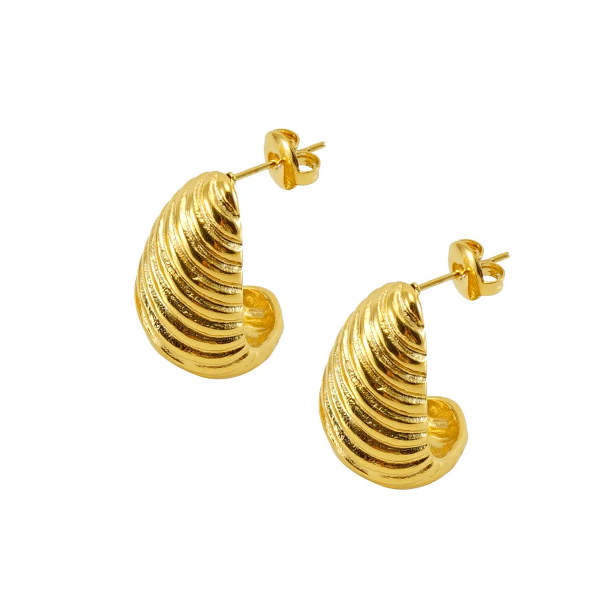 1 Pair Elegant Water Droplets Polishing Plating Stainless Steel 18k Gold Plated Ear Studs