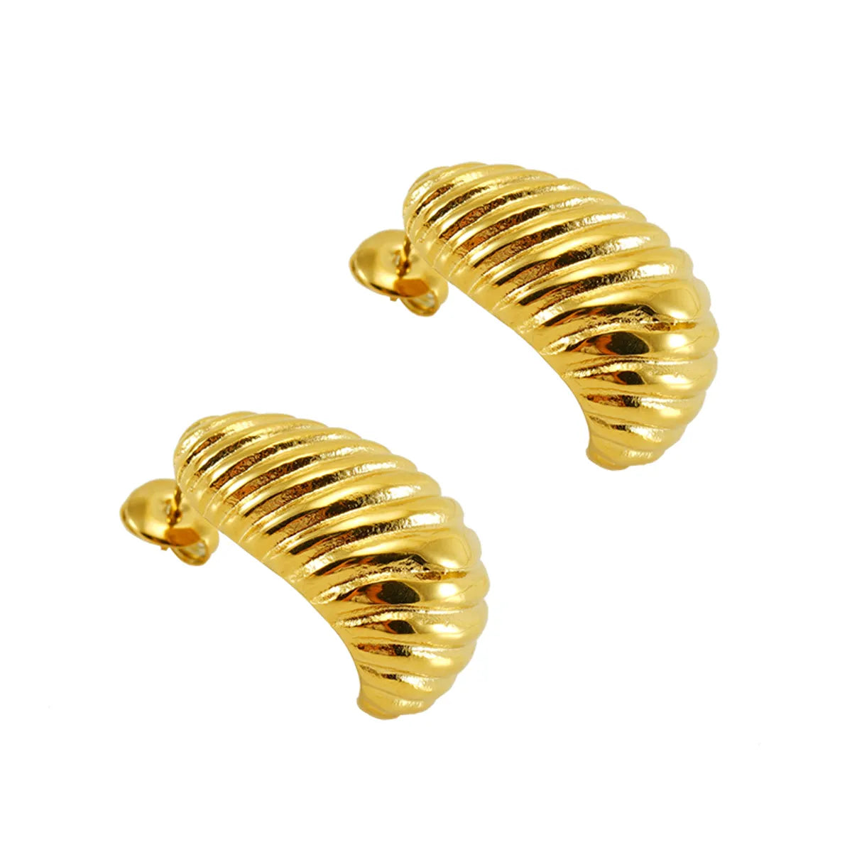 1 Pair Elegant Water Droplets Polishing Plating Stainless Steel 18k Gold Plated Ear Studs