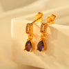 1 Pair Elegant Water Droplets Rectangle Copper Drop Earrings