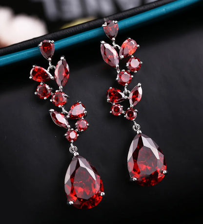 1 Pair Elegant Water Droplets Snowflake Plating Inlay Copper Zircon Rhodium Plated Drop Earrings