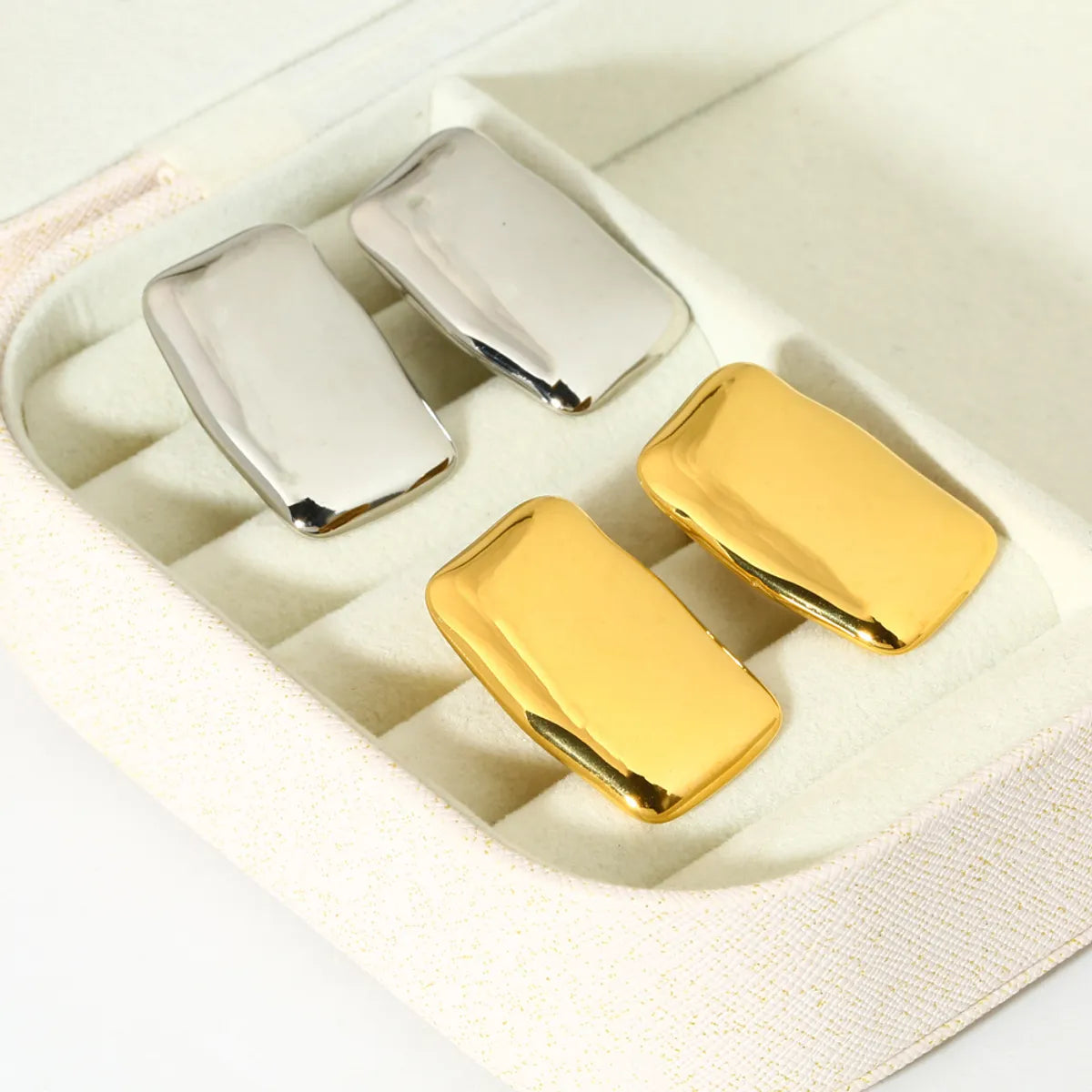 1 Pair Elegant Wedding Classic Style Square Plating Stainless Steel 18k Gold Plated Ear Studs