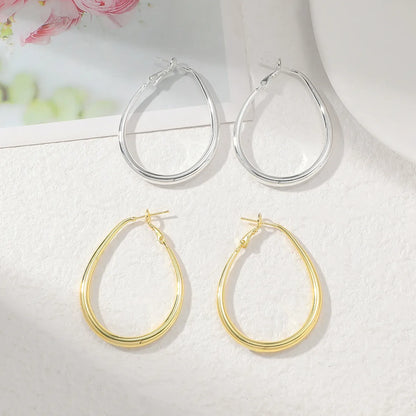 1 Pair Elegant Wedding Oval Handmade Copper White Gold Plated Gold Plated Earrings