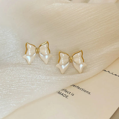 1 Pair Elegant Wedding Sweet Bow Knot Plating Bowknot Alloy