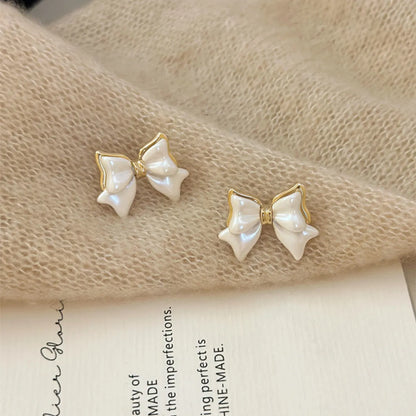 1 Pair Elegant Wedding Sweet Bow Knot Plating Bowknot Alloy