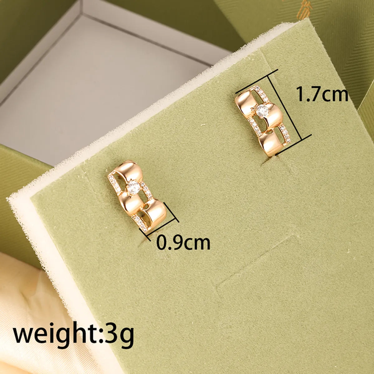 1 Pair Elegant Xuping Solid Color Plating Inlay Copper Alloy Artificial Diamond 18k Gold Plated Ear Studs