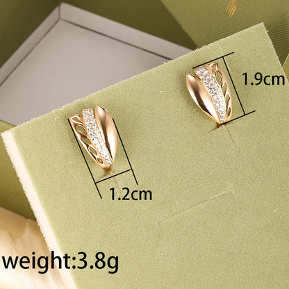 1 Pair Elegant Xuping Solid Color Plating Inlay Copper Alloy Artificial Diamond 18k Gold Plated Ear Studs