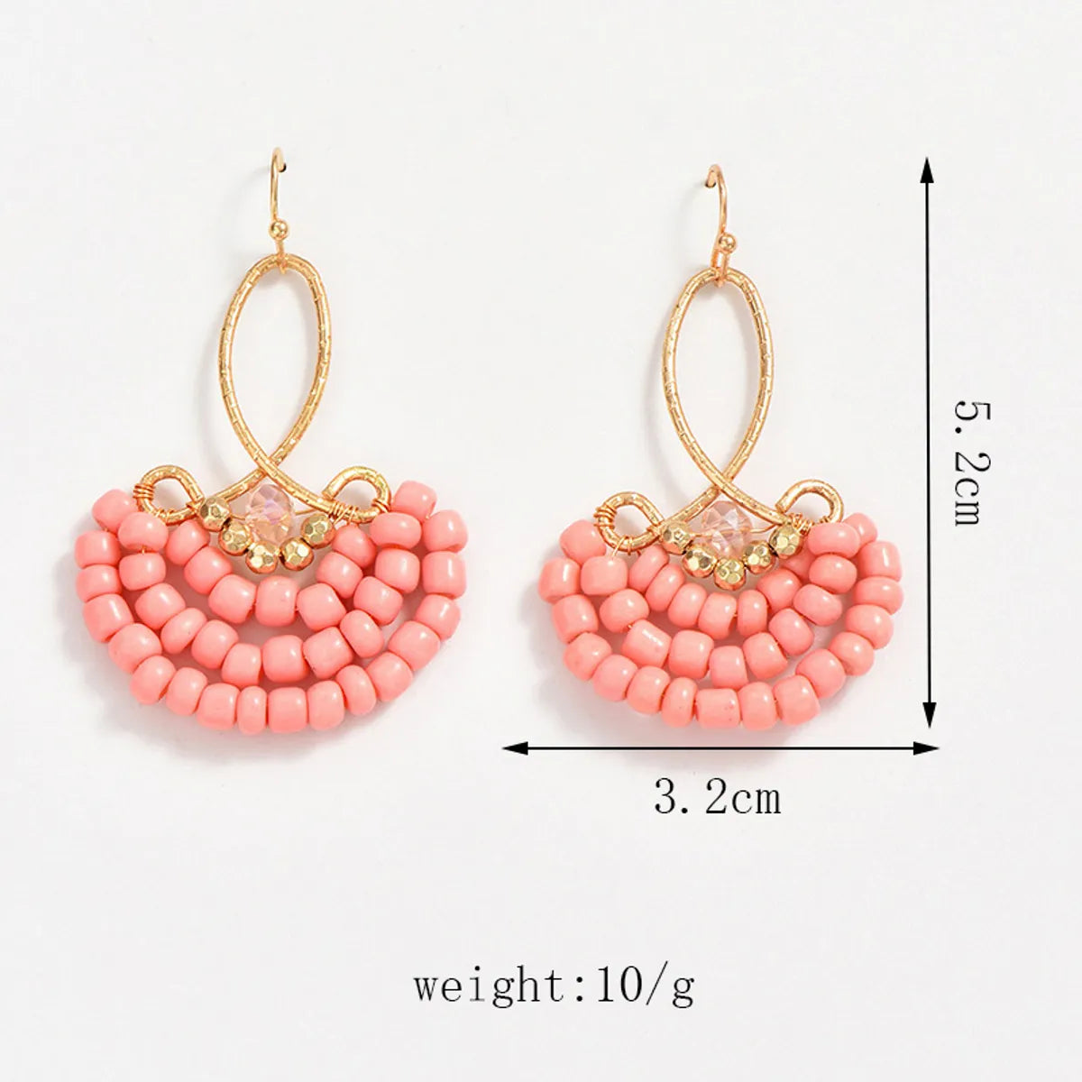 1 Pair Ethnic Style Bohemian Geometric Beaded Plating Artificial Crystal Seed Bead Iron Drop Earrings