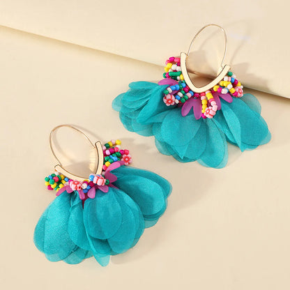 1 Pair Ethnic Style Bohemian Geometric Petal Alloy Earrings