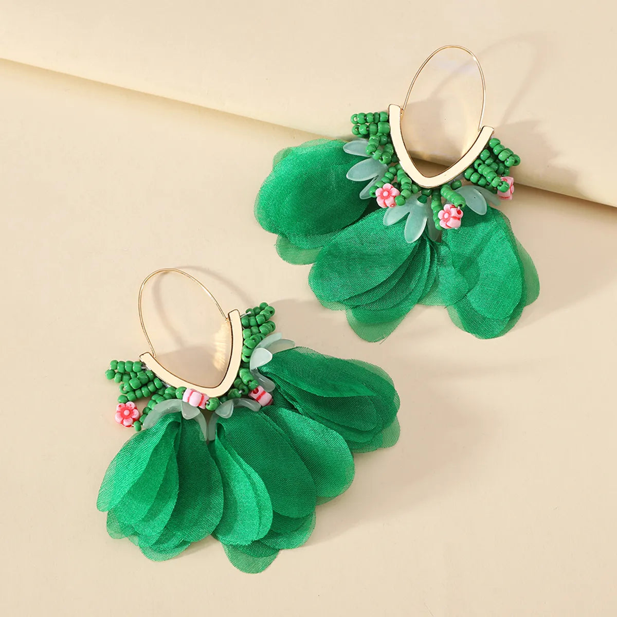 1 Pair Ethnic Style Bohemian Geometric Petal Alloy Earrings