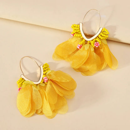 1 Pair Ethnic Style Bohemian Geometric Petal Alloy Earrings