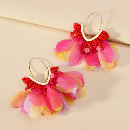 1 Pair Ethnic Style Bohemian Geometric Petal Alloy Earrings