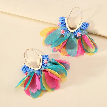 1 Pair Ethnic Style Bohemian Geometric Petal Alloy Earrings