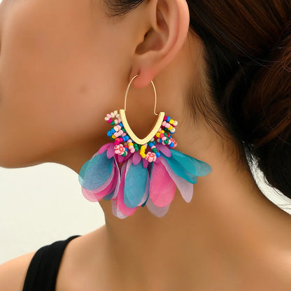 1 Pair Ethnic Style Bohemian Geometric Petal Alloy Earrings