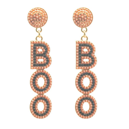 1 Pair Ethnic Style Bohemian Pumpkin Letter Asymmetrical Irregular Alloy Seed Bead Drop Earrings