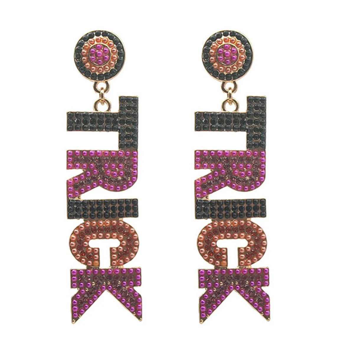 1 Pair Ethnic Style Bohemian Pumpkin Letter Asymmetrical Irregular Alloy Seed Bead Drop Earrings