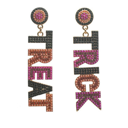 1 Pair Ethnic Style Bohemian Pumpkin Letter Asymmetrical Irregular Alloy Seed Bead Drop Earrings