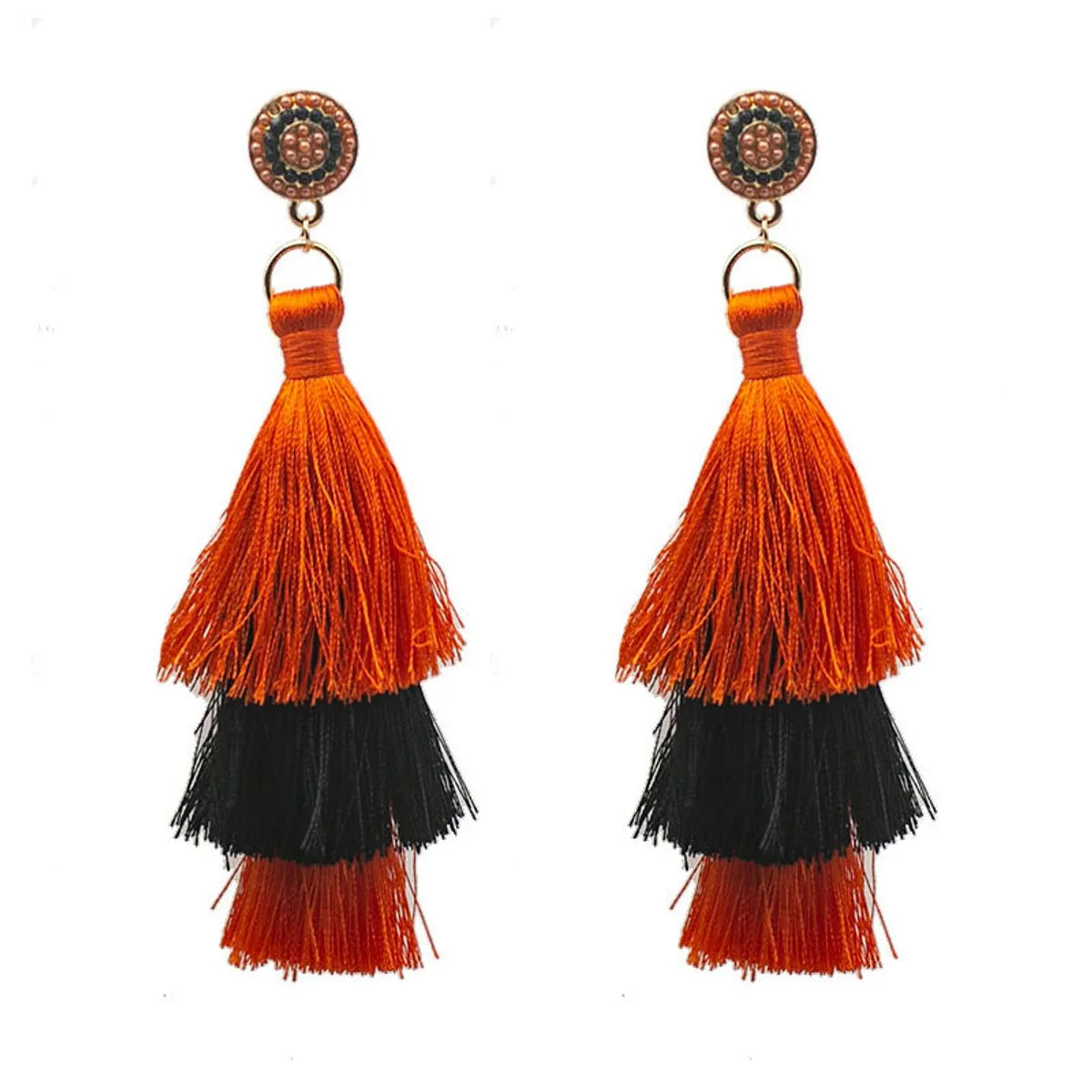 1 Pair Ethnic Style Bohemian Pumpkin Letter Asymmetrical Irregular Alloy Seed Bead Drop Earrings