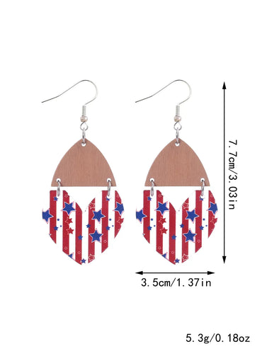 1 Pair Ethnic Style Bohemian Star Stripe Arylic Wood Drop Earrings