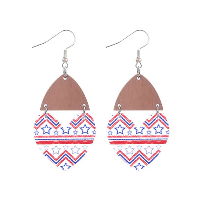 1 Pair Ethnic Style Bohemian Star Stripe Arylic Wood Drop Earrings