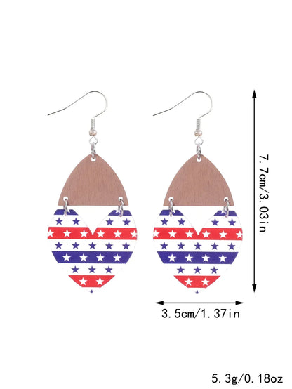 1 Pair Ethnic Style Bohemian Star Stripe Arylic Wood Drop Earrings