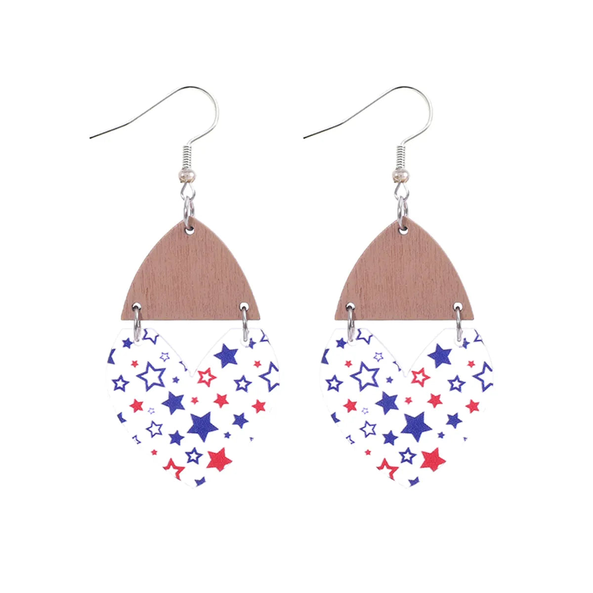 1 Pair Ethnic Style Bohemian Star Stripe Arylic Wood Drop Earrings