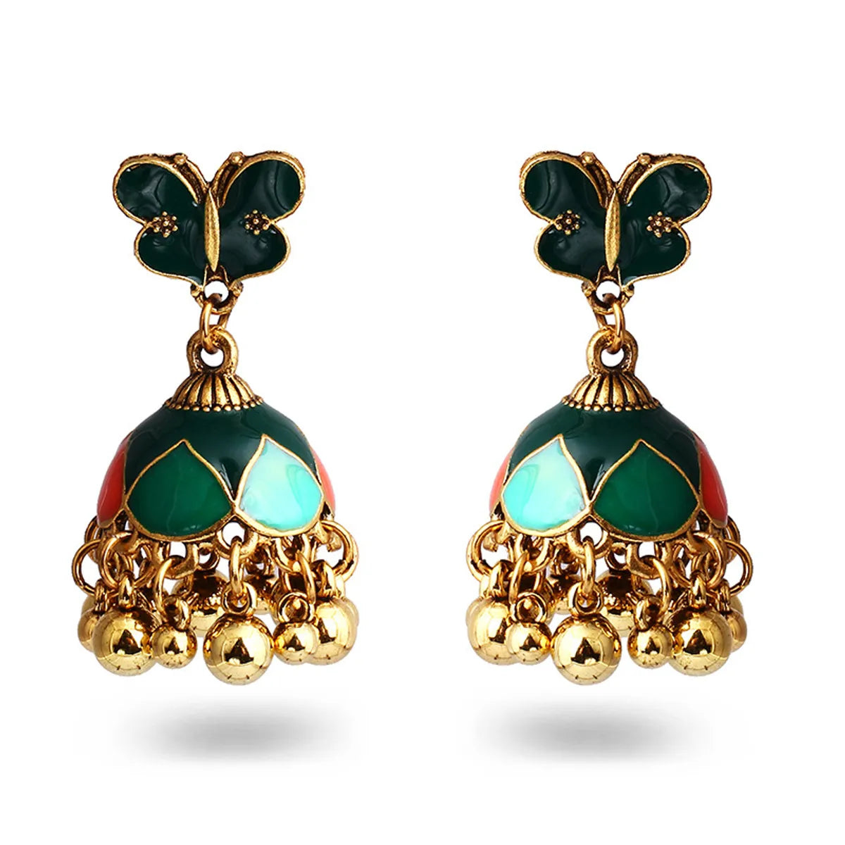 1 Pair Ethnic Style Butterfly Bell Alloy Drop Earrings