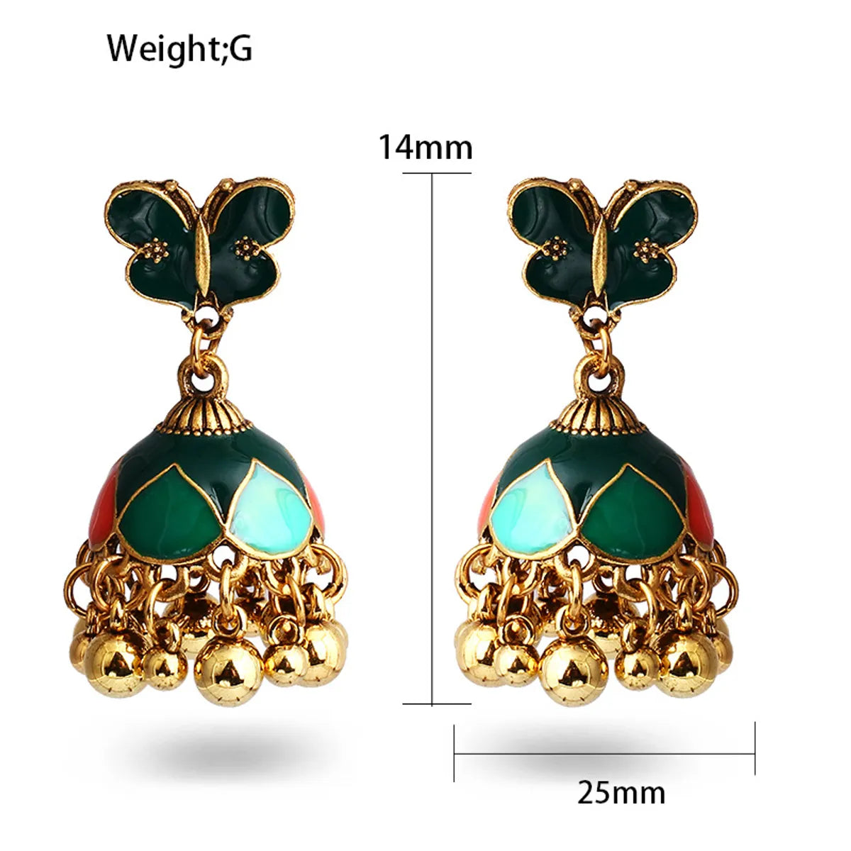 1 Pair Ethnic Style Butterfly Bell Alloy Drop Earrings