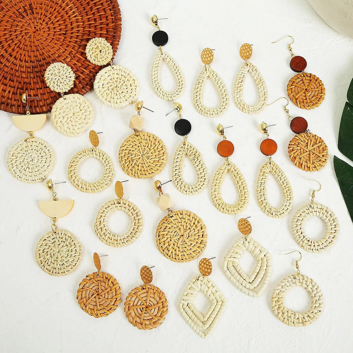 1 Pair Ethnic Style Circle Wood Handmade Women's Drop Earrings