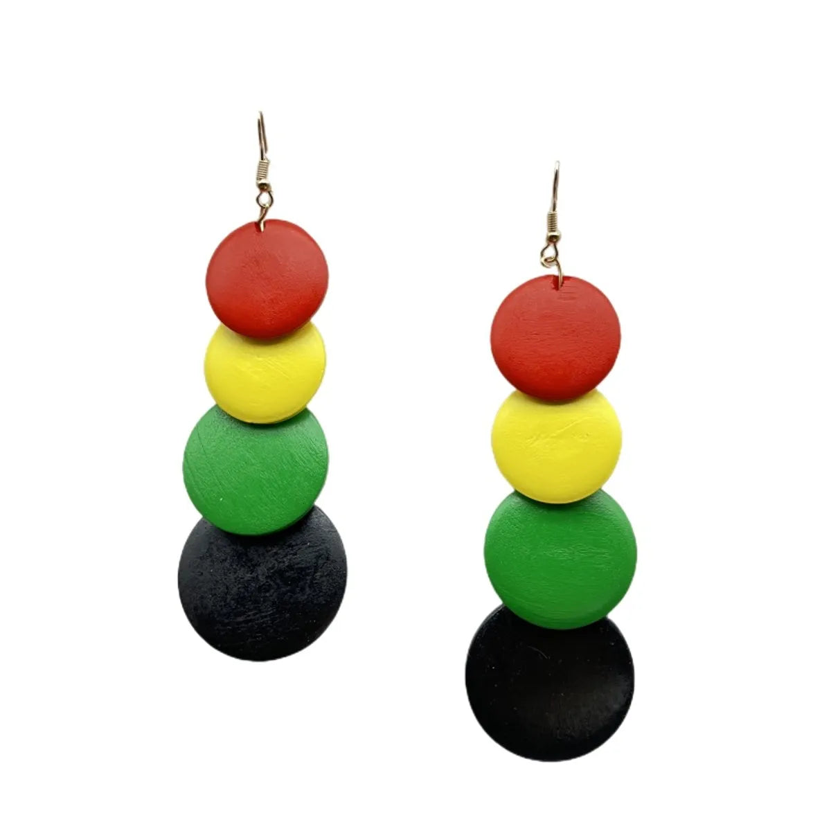 1 Pair Ethnic Style Circle Stoving Varnish Wood Drop Earrings