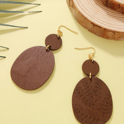 1 Pair Ethnic Style Color Block Handmade Wood Drop Earrings