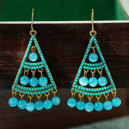 1 Pair Ethnic Style Color Block Plating Alloy 18k Gold Plated Dangling Earrings