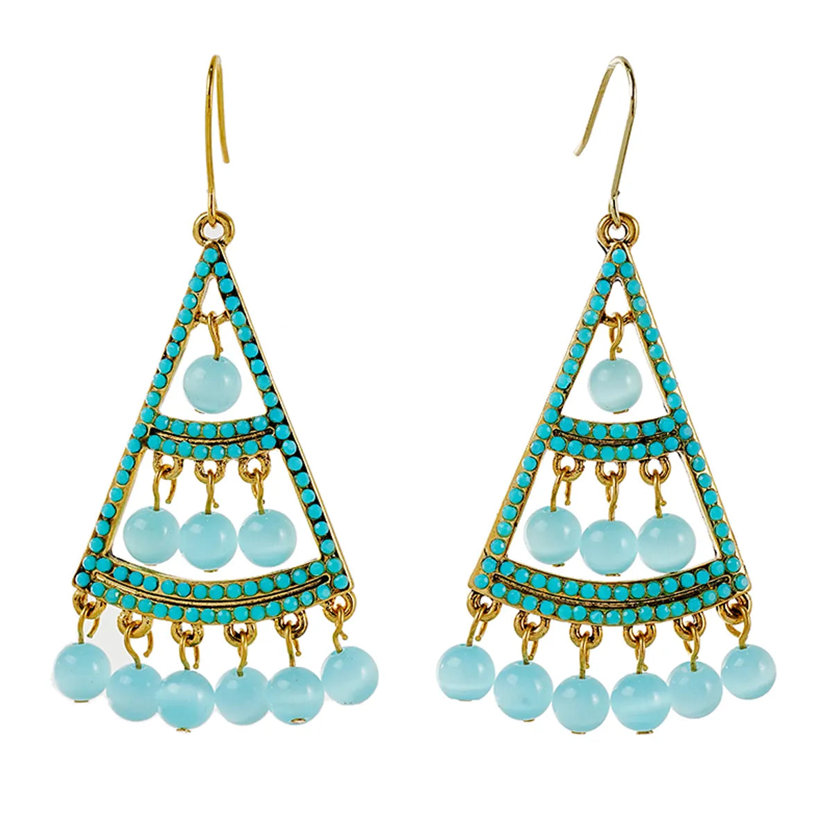 1 Pair Ethnic Style Color Block Plating Alloy 18k Gold Plated Dangling Earrings