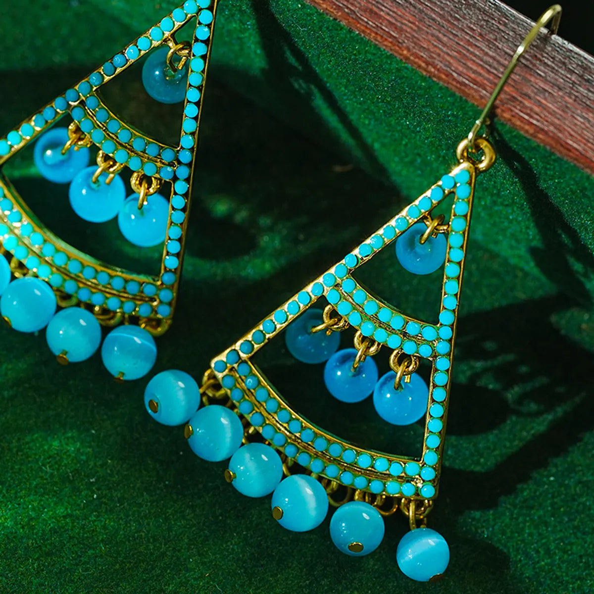 1 Pair Ethnic Style Color Block Plating Alloy 18k Gold Plated Dangling Earrings