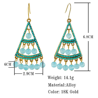 1 Pair Ethnic Style Color Block Plating Alloy 18k Gold Plated Dangling Earrings