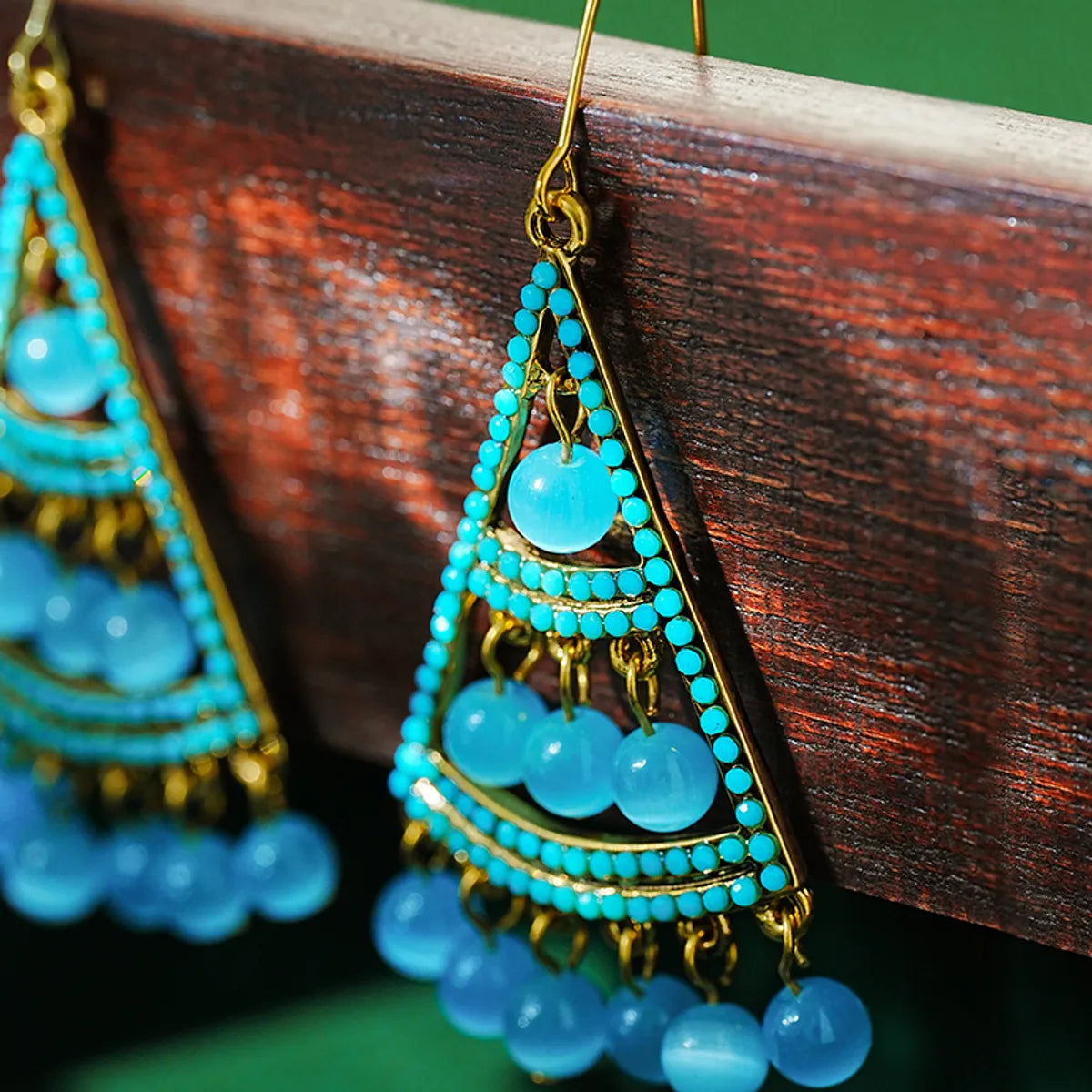 1 Pair Ethnic Style Color Block Plating Alloy 18k Gold Plated Dangling Earrings