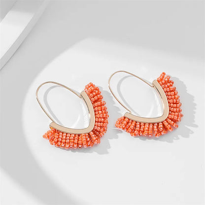 1 Pair Ethnic Style Colorful Arylic Alloy Beaded Women'S Hoop Earrings