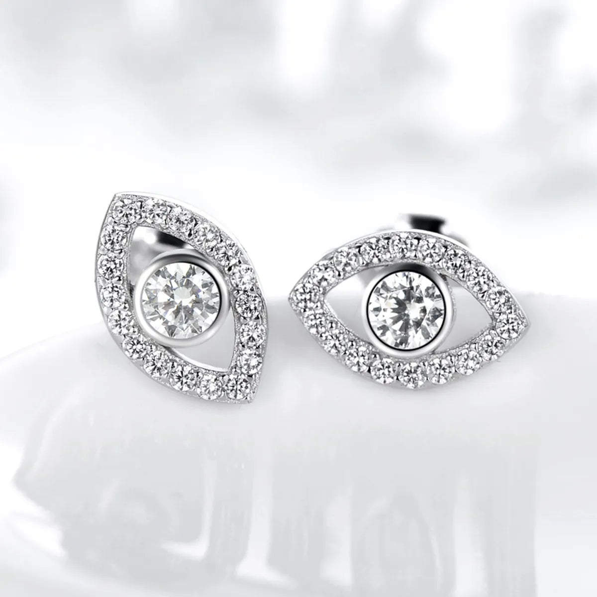 1 Pair Ethnic Style Devil'S Eye Sterling Silver Plating Inlay Zircon Rhodium Plated Ear Studs